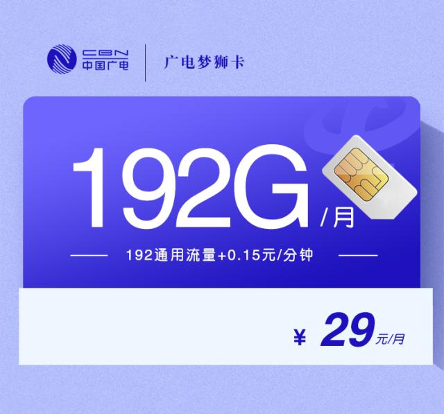 广电梦狮卡【29元192G】